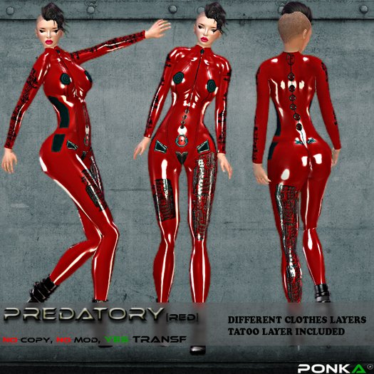 *PONKA* Predatory latex suit red (SciFi)