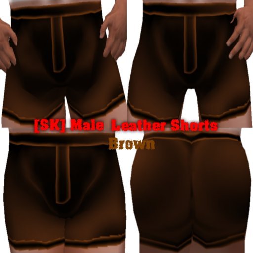 [SK] Male  Leather Shorts - Brown
