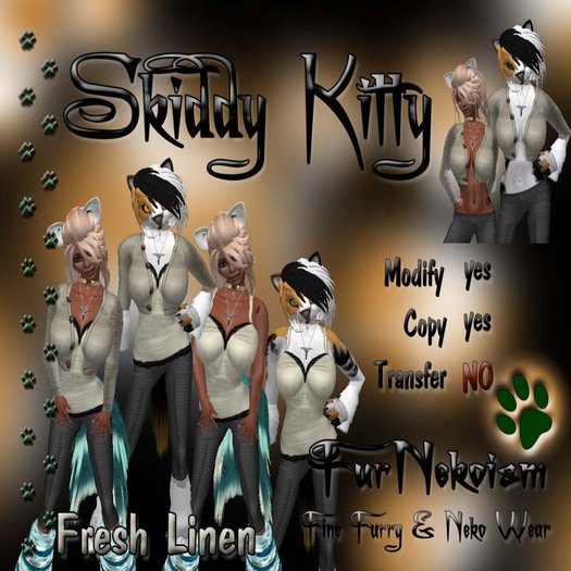 FurNekoism- Skiddy Kitty - Fresh Linen (Promo Price)