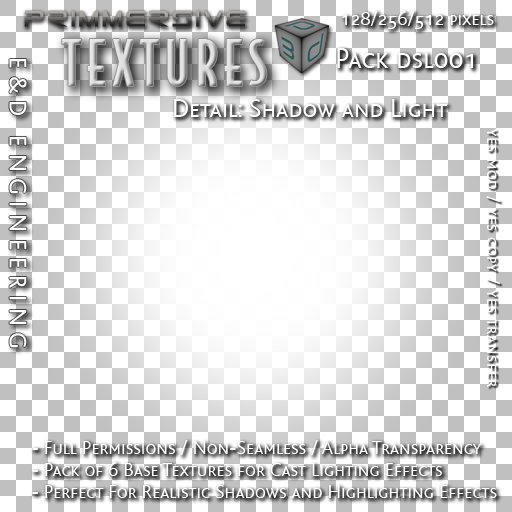 [DSL001] 6 Transparent White Circular Textures for Spotlight Effects and Realistic Cast Shadows from E&D ENGINEERING