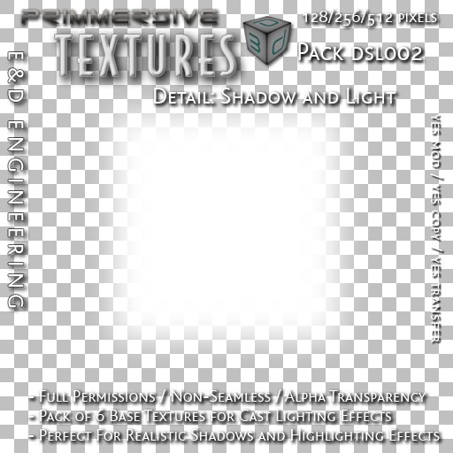 [DSL002] 6 Transparent White Rectangular Textures for Spotlight Effects and Realistic Cast Shadows from E&D ENGINEERING