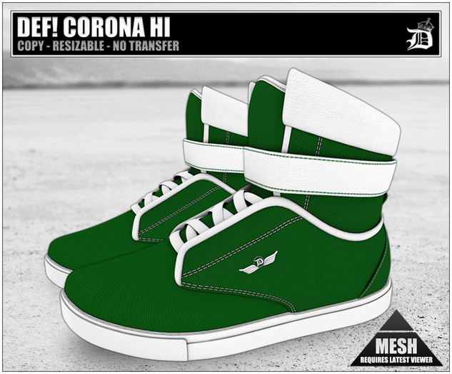 DEF! Unisex Sneakers / Corona / Hi / Green (100% Mesh)
