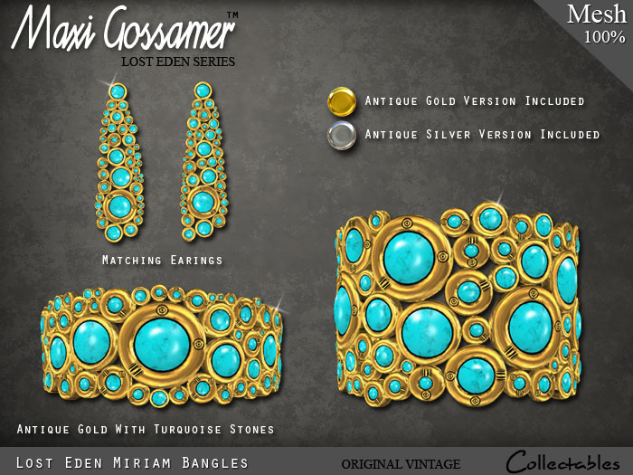 Bangles - Gold And Silver Miriam Bangles Set With Turquoise Stones