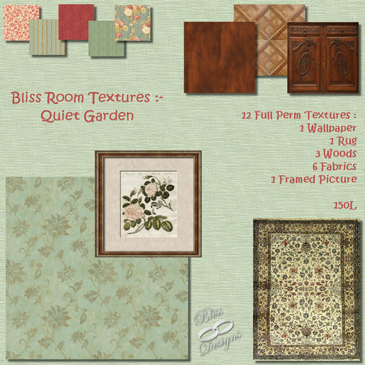 Room Box Texture Second Life Marketplace - Bliss Room Textures - Quiet Garden - Box