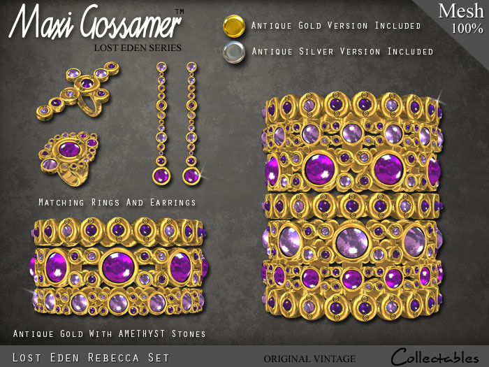 Bangles - Gold And Silver Rebecca Bangles Set With Amethyst Stones