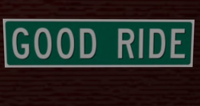 street sign: GOOD RIDE