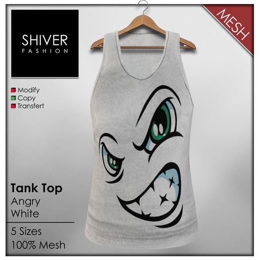 Shiver - Mesh Tank Top Anger White