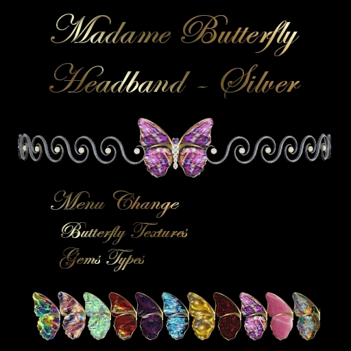 Ashira's Madame Butterfly Headband - Silver