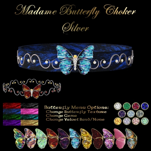 Ashira's Madame Butterfly Choker - Silver