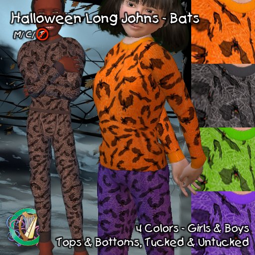 R(S)W Halloween Kid's Long Johns - Bats