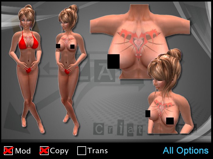 PROMO - 10L only - ZAW - Tattoo Chest Heart Tribal Color