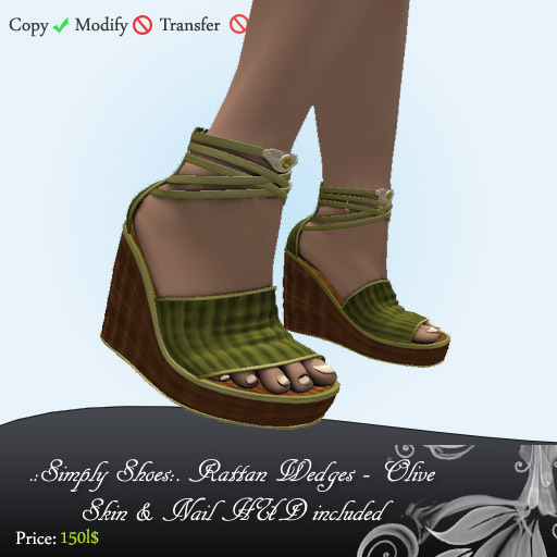 ::SSS:: Rattan Wedges - Olive