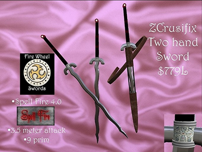 Crusifix 2 hand Sword Spell Fire