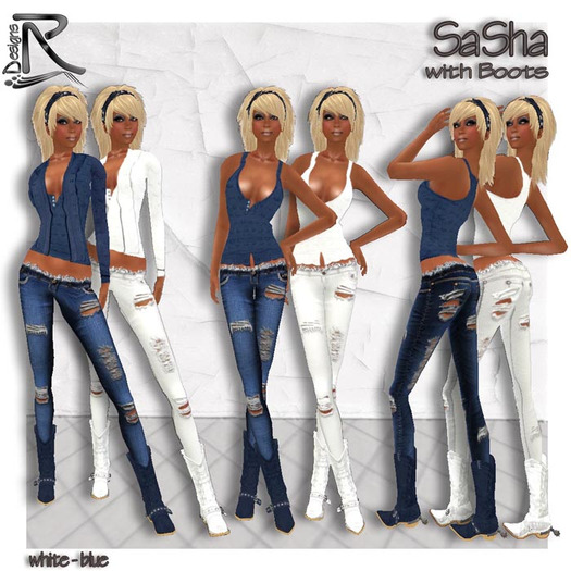 Sasha white-blue with Ankle Boots - Ronjas RDesignS Collection by Ronja Pera (Retail Box) 