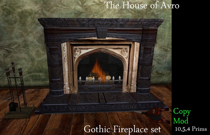 Gothic fireplace set 