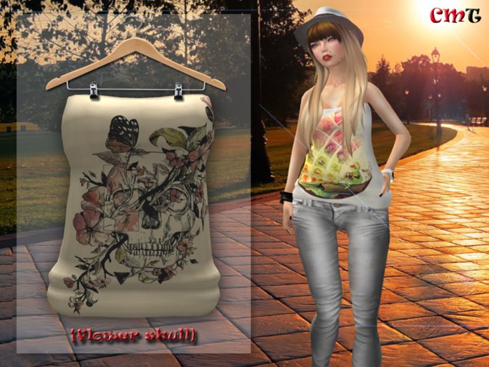 .::[NerdMonkey*Clothes] [flower skull Tee]::. 