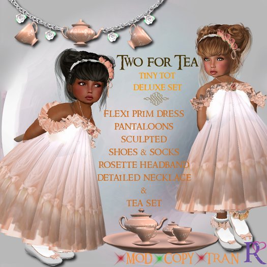 (WA) Two for Tea Tiny Tot Girls Dress & Accessories Deluxe Set Peach Perfect Flower Girl Dress