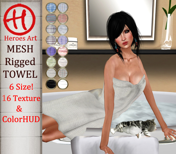 HEROES ART. Pulse Towel Mesh Rigged   Rigged Wrapped Body Around Bath Towel  Woman