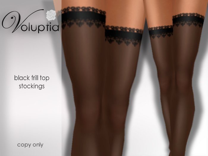.VOLUPTIA. Frill Top Stocking Black