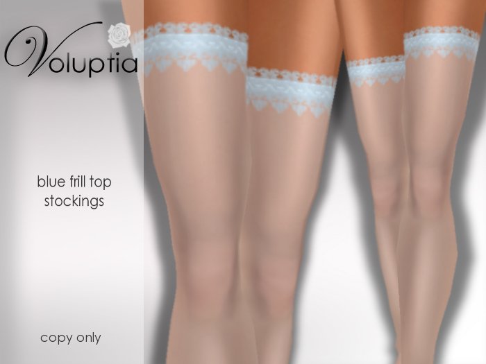 .VOLUPTIA. Frill Top Stocking Blue