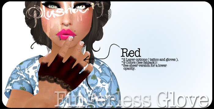 \Plushberry ~Laced Fingerless Gloves~Red