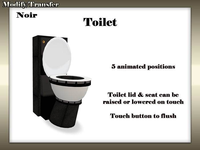 Second Life Marketplace Satiated Desires Noir Toilet. 5 animated