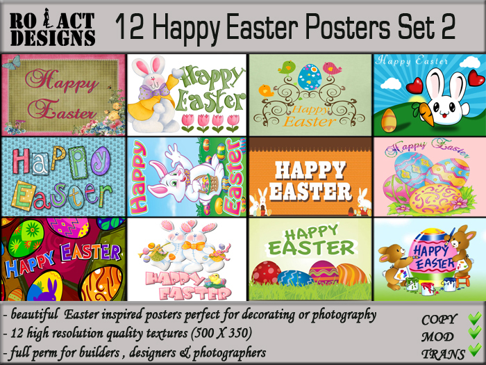 ..::RO!ACT::..DESIGNS 12 Happy Easter Posters Set 2
