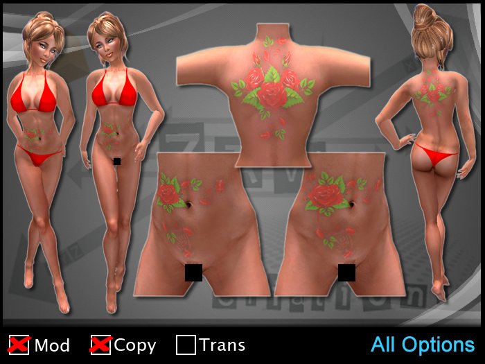 ZAW - Tattoo Flower Color Back & Front Z2