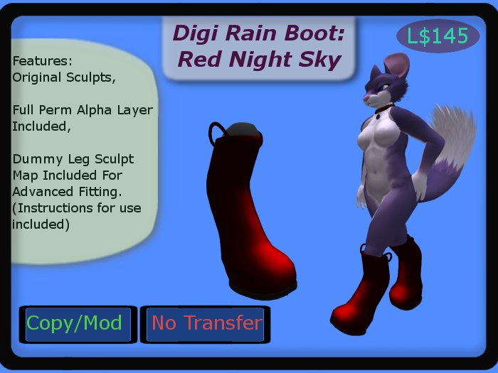 digi rain boot single, Red Night Sky
