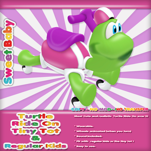 Sweet Baby - Turtle Ride On - Pink