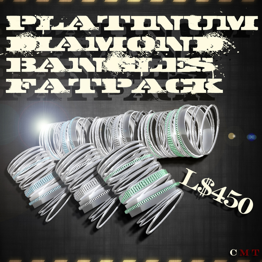 Platinum Diamond Bangles FatPack- J*C
