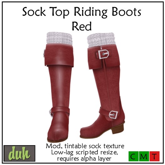 Duh Sock Top Boots - Red  