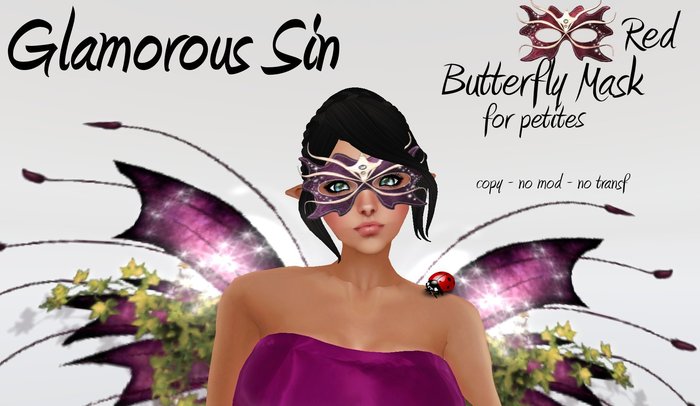 Glamorous Sin - Butterfly Mask petite - Red