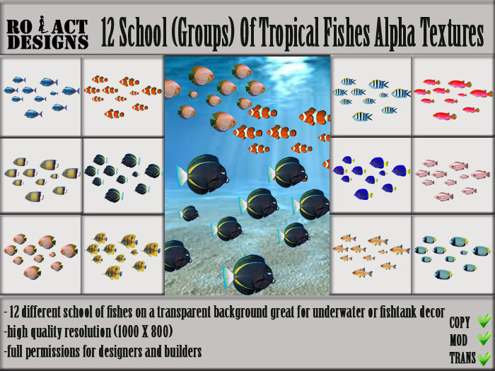 ..::RO!ACT::..DESIGNS 12 Schools Of Tropical Fishes Alpha Textures