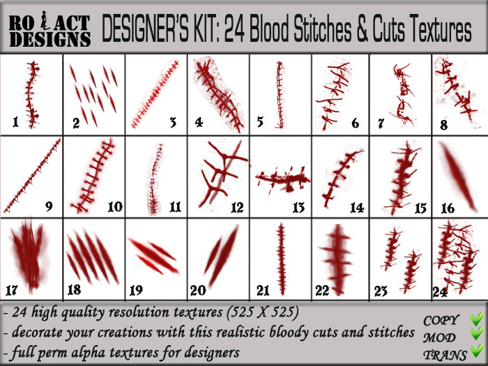 ..::RO!ACT::..DESIGNS 24 Blood Stitches & Cuts Textures