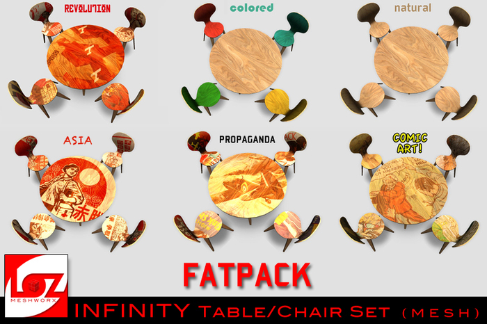 MESHWORX Infinity Table & Chair All Art Themes Set FATPACK! (100% MESH) BOXED