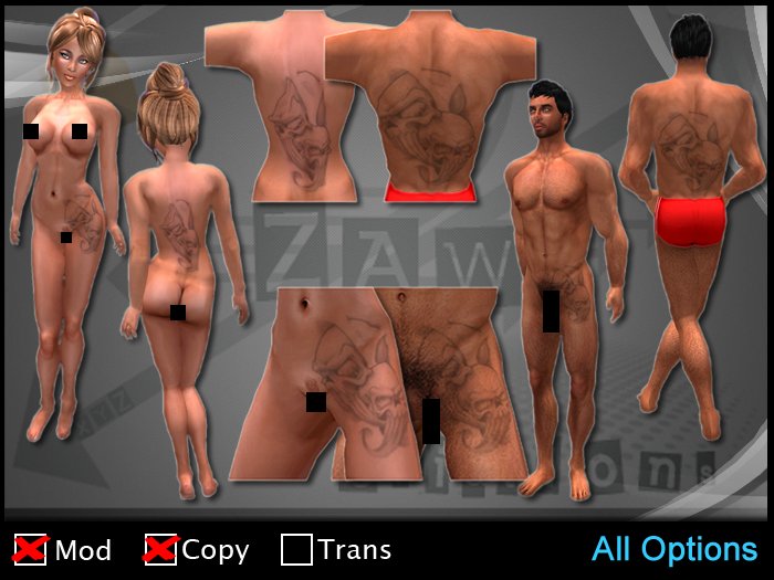 ZAW - Tattoo Skull Back And Legs Z1