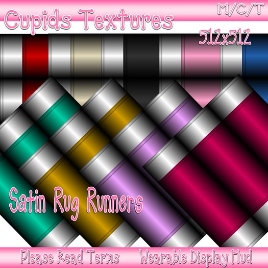 *CUPIDS* 21 SATIN RUG RUNNERS Textures