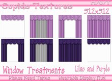 *CUPIDS* 8  Window Treatment lilac and purple Textures