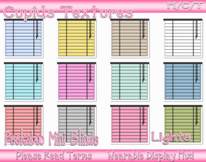 Second Life Marketplace - *CUPIDS* 12 PEEKABOO MINI BLINDS Lights Textures