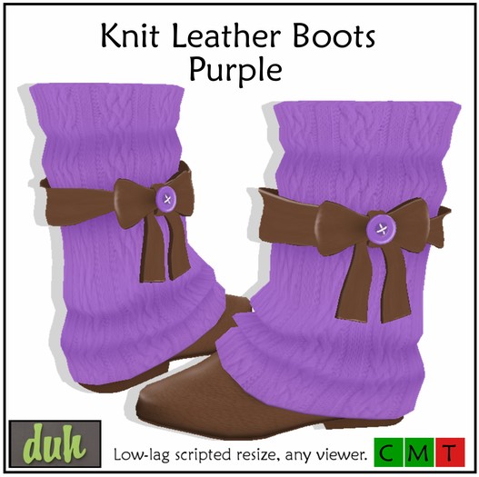 Duh Knit Leather Boot Purple