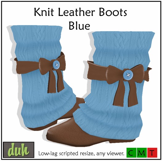 Duh Knit Leather Boot Blue