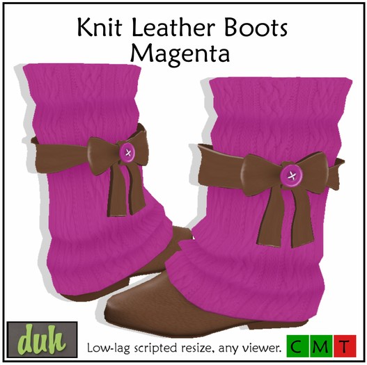 Duh Knit Leather Boot Magenta