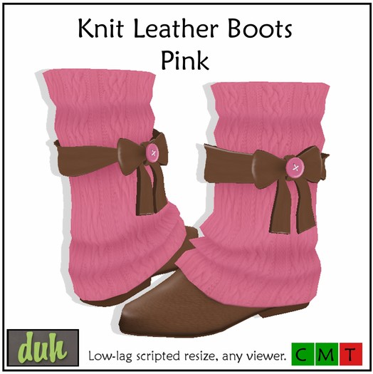 Duh Knit Leather Boot Pink
