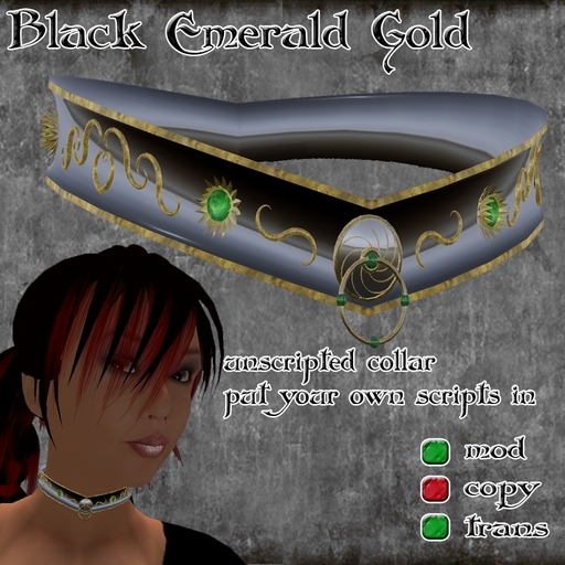 "Black Emerald Gold" Gold-Metal-Emerald-Collar/Chocker