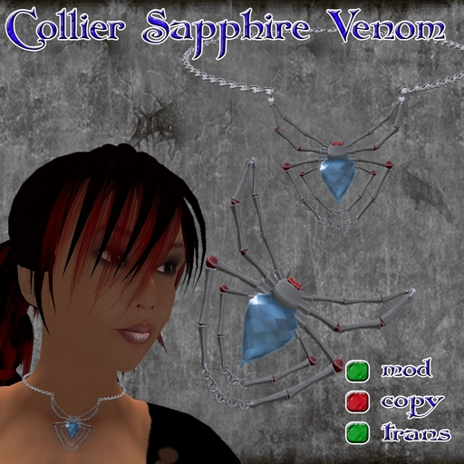 "Collier Sapphire Venom" Spider with Sapphire