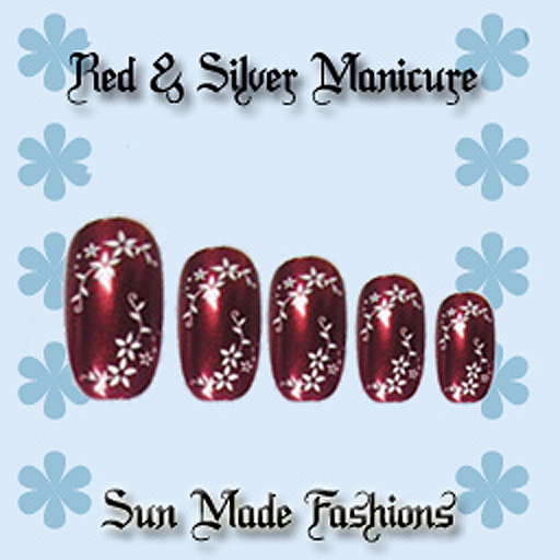 Red & silver manicured nails