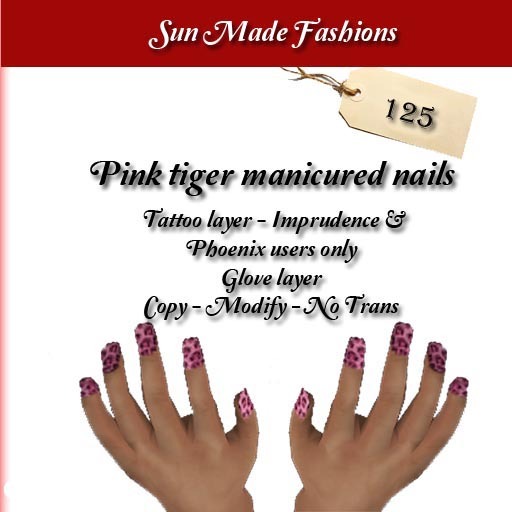 Pink tiger manicured nails