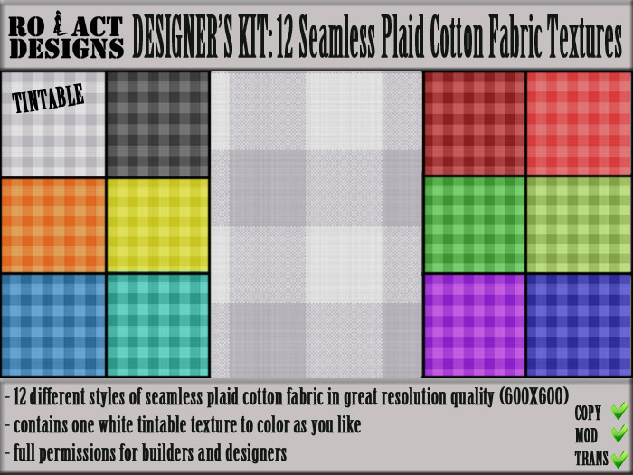 ..::RO!ACT::..DESIGNS 12 Seamless Plaid Cotton Fabric Set 2