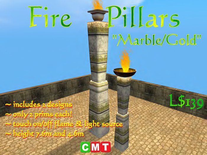 Fire Pillars - Marble - Gold